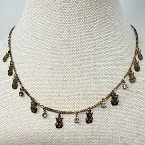 Christina Collection Owl Charm Necklace Dangle Adjustable Choker‎ Dainty Minimal